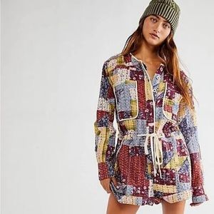 Free People Roads Forever Patchwork Romper